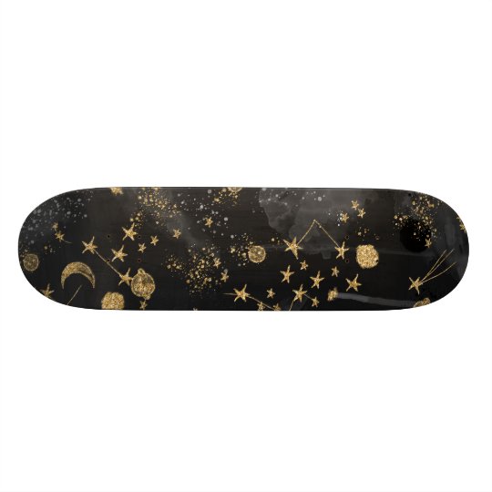 Midnight Black Starry Night Skateboard