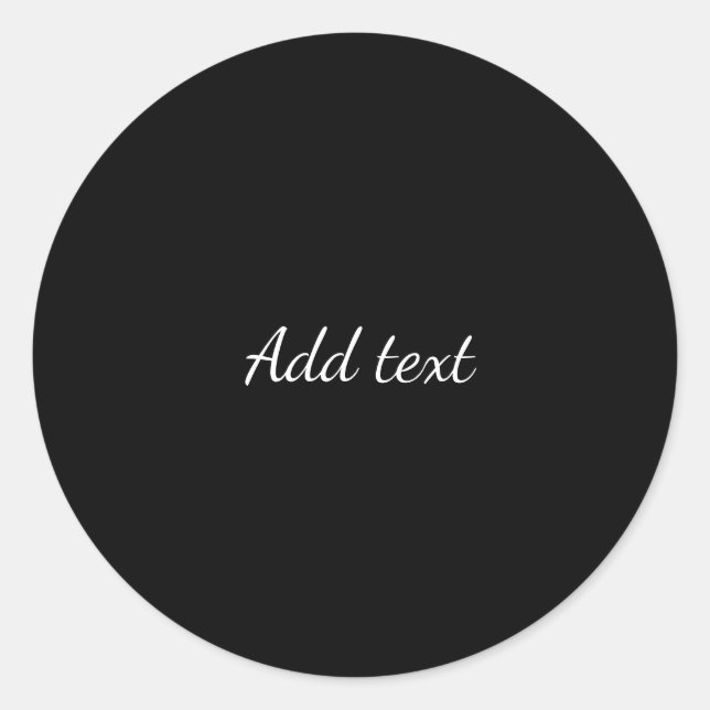 Midnight black, white text, template classic round sticker (Front)