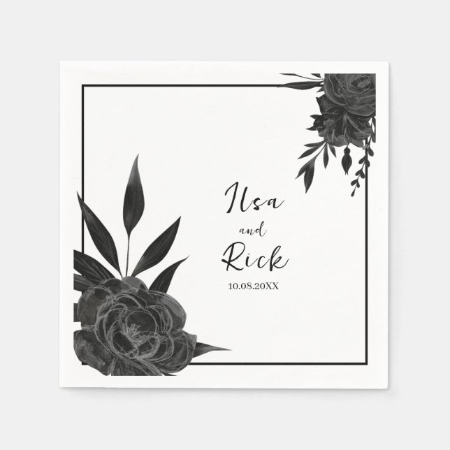 Midnight Bloom: A Dark Floral Elegant  Napkin (Front)