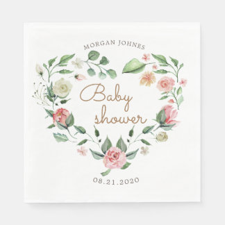 midnight bloom baby shower monogram napkin