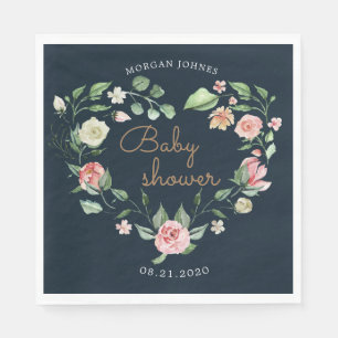 midnight bloom baby shower monogram napkin