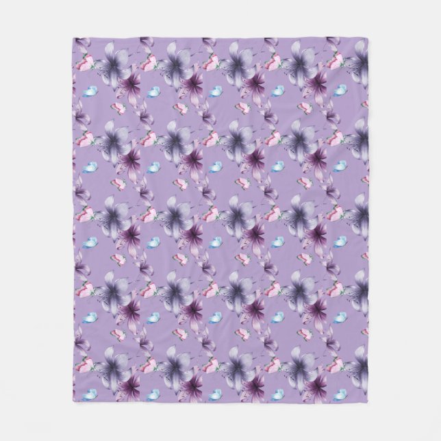 MIDNIGHT BLOOM & BUTTERFLIES FLEECE BLANKET (Front)