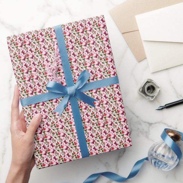 Midnight Bloom Butterfly Floral  Wrapping Paper (Gifting)