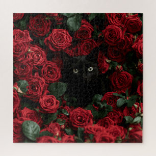 Midnight Bloom Cats Jigsaw Puzzle