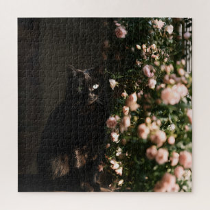 Midnight Bloom Cats Jigsaw Puzzle