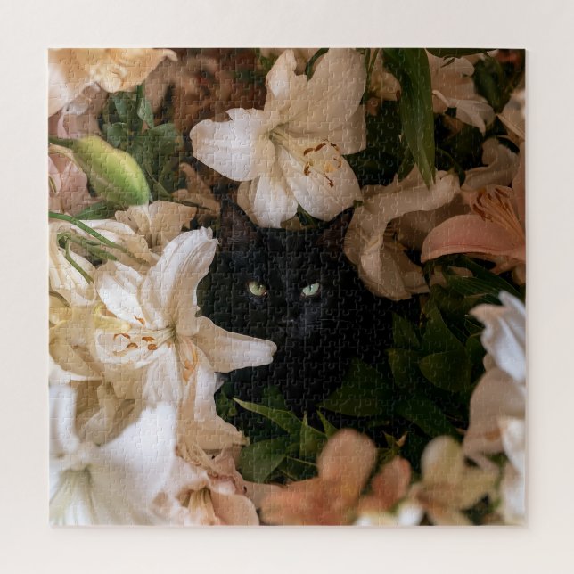 Midnight Bloom Cats Jigsaw Puzzle (Vertical)