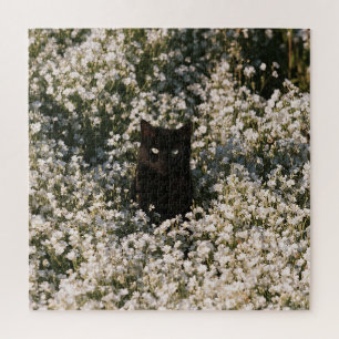 Midnight Bloom Cats Jigsaw Puzzle