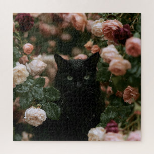 Midnight Bloom Cats Jigsaw Puzzle