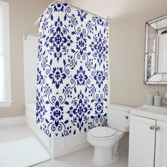 Midnight Bloom Classic Blue Floral Mosaic (In Situ)