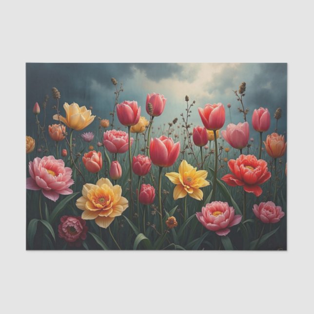 Midnight Bloom Decoupage Paper | Dark Garden (Front)