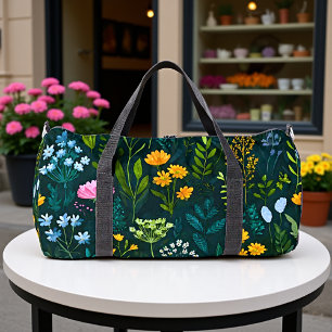 Midnight Bloom Floral & Foliage  Duffle Bag