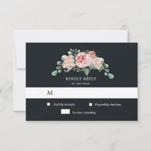 midnight bloom floral RSVP Response Card