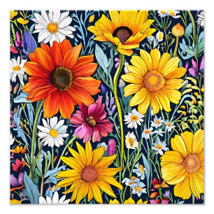 Midnight Bloom - Floral Seamless Pattern Photo Print