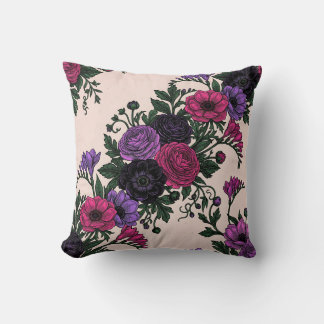 Midnight Bloom Floral Zazzle Pillow