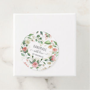 Midnight Bloom Handmade With Love Heart Floral Favour Tags