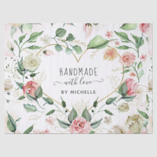 midnight bloom handmade with love heart floral tissue paper