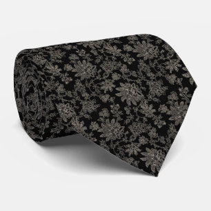 Midnight Bloom Lace Floral Pattern Wedding Tie