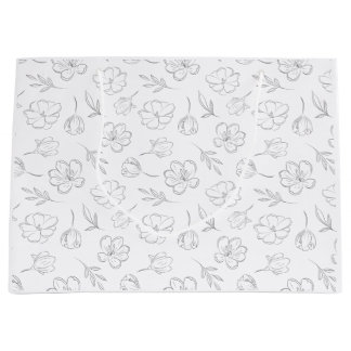 Midnight Bloom Line Art Large Gift Bag