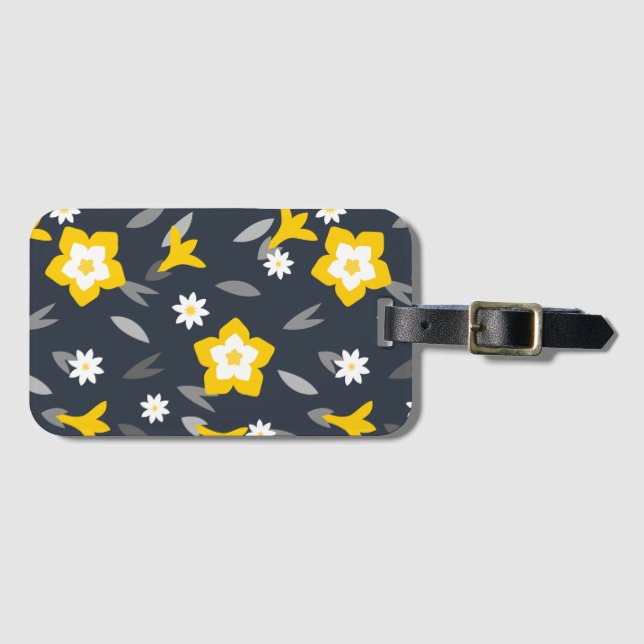 Midnight Bloom Luggage Tag (Front Horizontal)