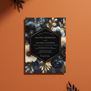 Midnight Bloom Opulent Wedding Invitation
