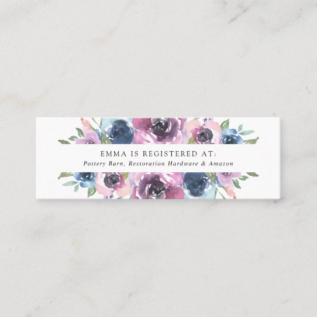 Midnight Blooms | Bridal Registry Cards (Front)