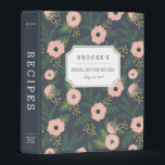 Midnight Blooms Bridal Shower Recipe Mini Binder<br><div class="desc">Collect recipes for the bride to be and organize them in this sweet floral binder with tons of personalization options! Smoky grey blue binder features a chic and stylish floral pattern in coral pink and hunter green. Customize the front with the bride to be's name and shower date, and add...</div>