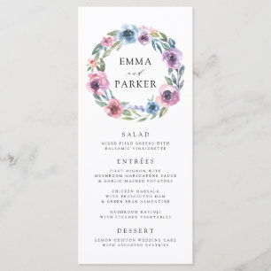 Midnight Blooms Carte de Menu de Mariage