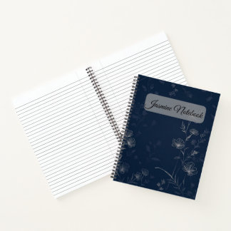 Midnight Blooms – Elegant Line Art Floral  Notebook