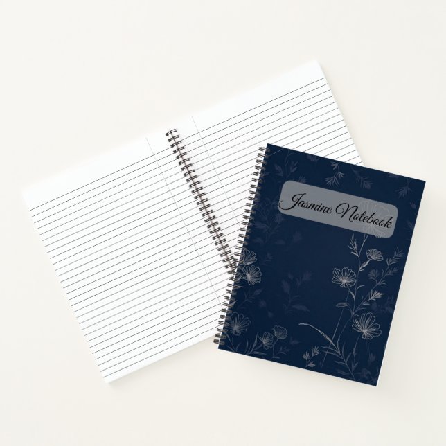 Midnight Blooms – Elegant Line Art Floral  Notebook (Inside)