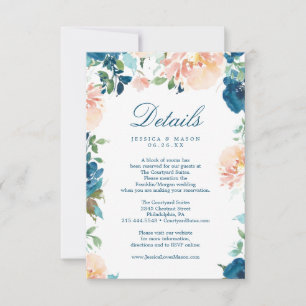Midnight Blooms Watercolor Wedding Details Card