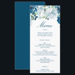 Midnight Blooms Wedding Menu<br><div class="desc">Display your delicious menu on these lovely cards - perfect size to place on each plate! This design features a lovely fonts and beautiful watercolor floral design. Easily edit the food items! 


See all of our matching items in the Midnight Blooms collection!</div>