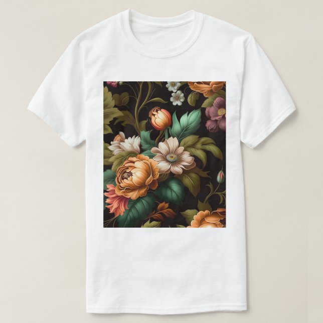 Midnight Blossom Aesthetic T-Shirt (Design Front)