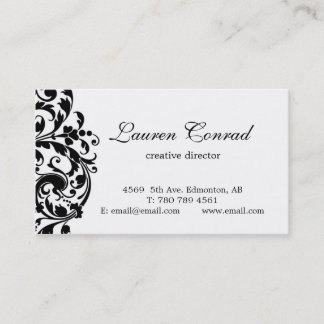 Midnight Blossom-white with Monogram Business Card