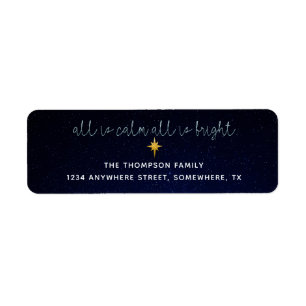 Midnight Blue All Is Calm Christmas Star Address