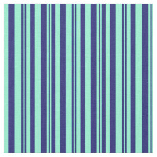 Midnight Blue and Aquamarine Coloured Stripes Fabric