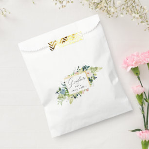 Midnight Blue And Blush Floral Graduation Favour Bag