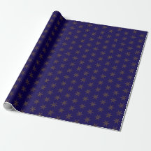 Midnight Blue and Gold Star Wrapping Paper