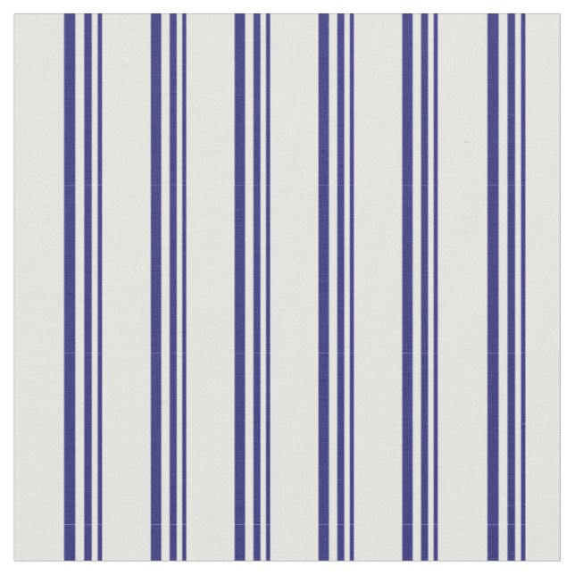 Midnight Blue and Mint Cream Coloured Pattern Fabric (Close Up)