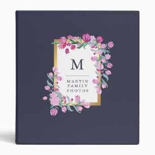 Midnight Blue and Pink Bougainvillea Flowers Binder