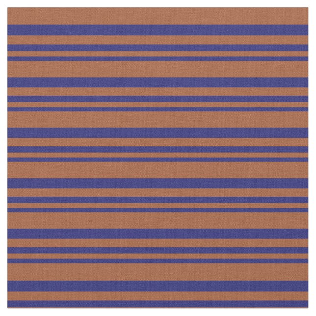 Midnight Blue and Sienna Lines Pattern Fabric (Close Up)