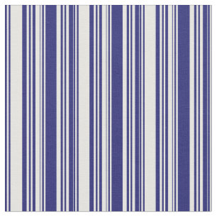 Midnight Blue and White Coloured Lines Pattern Fabric