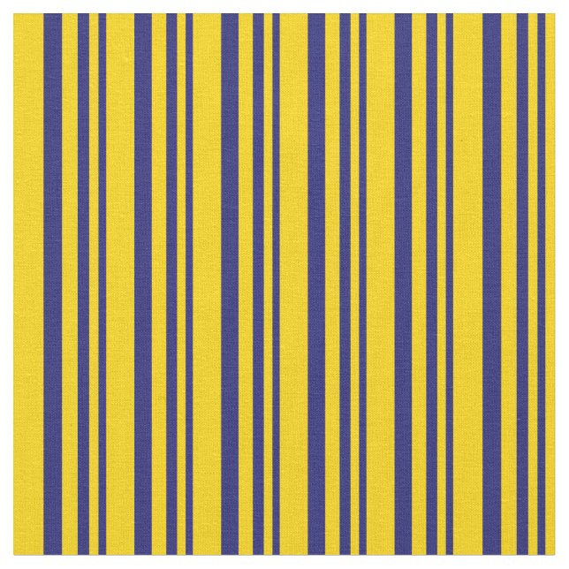Midnight Blue and Yellow Pattern Fabric (Close Up)