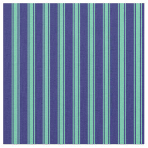 Midnight Blue & Aquamarine Coloured Stripes Fabric