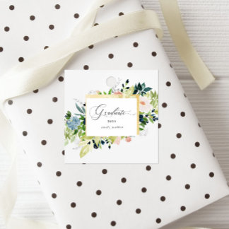 Midnight Blue Blush Floral Graduation  Favour Tags