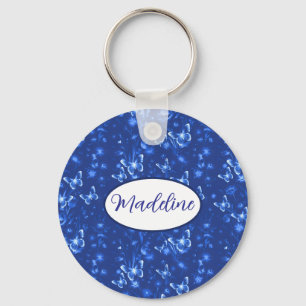 Midnight Blue Butterflies Keychain