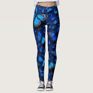 Midnight Blue Butterfly Symphony Leggings