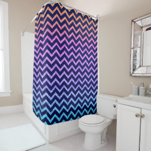 Midnight-Blue Chevron & Colourful Glitter Texture