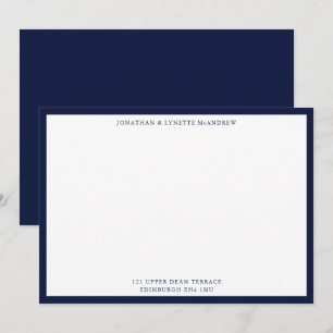 Midnight Blue Classic Border Flat Note Card