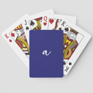 Midnight Blue Colour Minimalist Plain Monogram Playing Cards