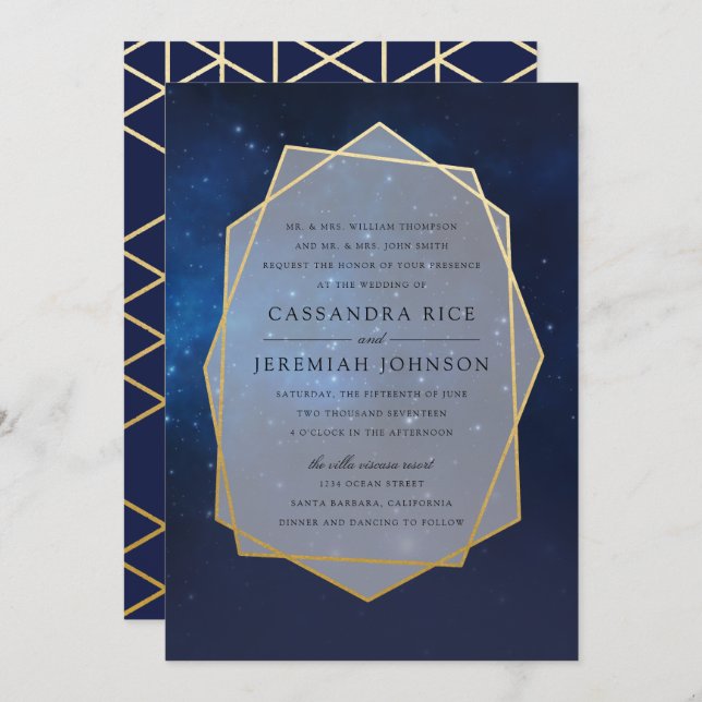 Midnight Blue Constellation Wedding Invitations (Front/Back)